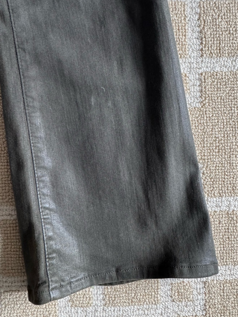 FRAME Le Crop Mini Boot Coated Jeans Olive Green Leather Look Size 29 - Picture 10 of 11